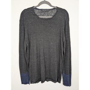 Transit Uomo Shirt Linen Knit Color Block Designer Italy Black Blue Size XL